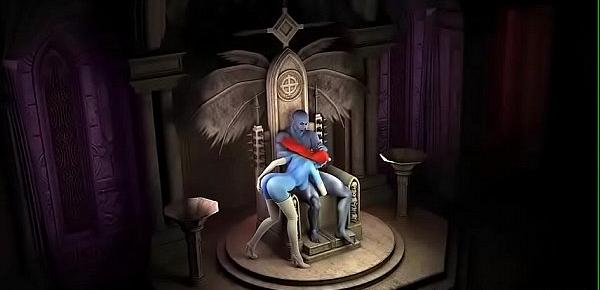  3d horny big tits blonde fucked by big dick on throne